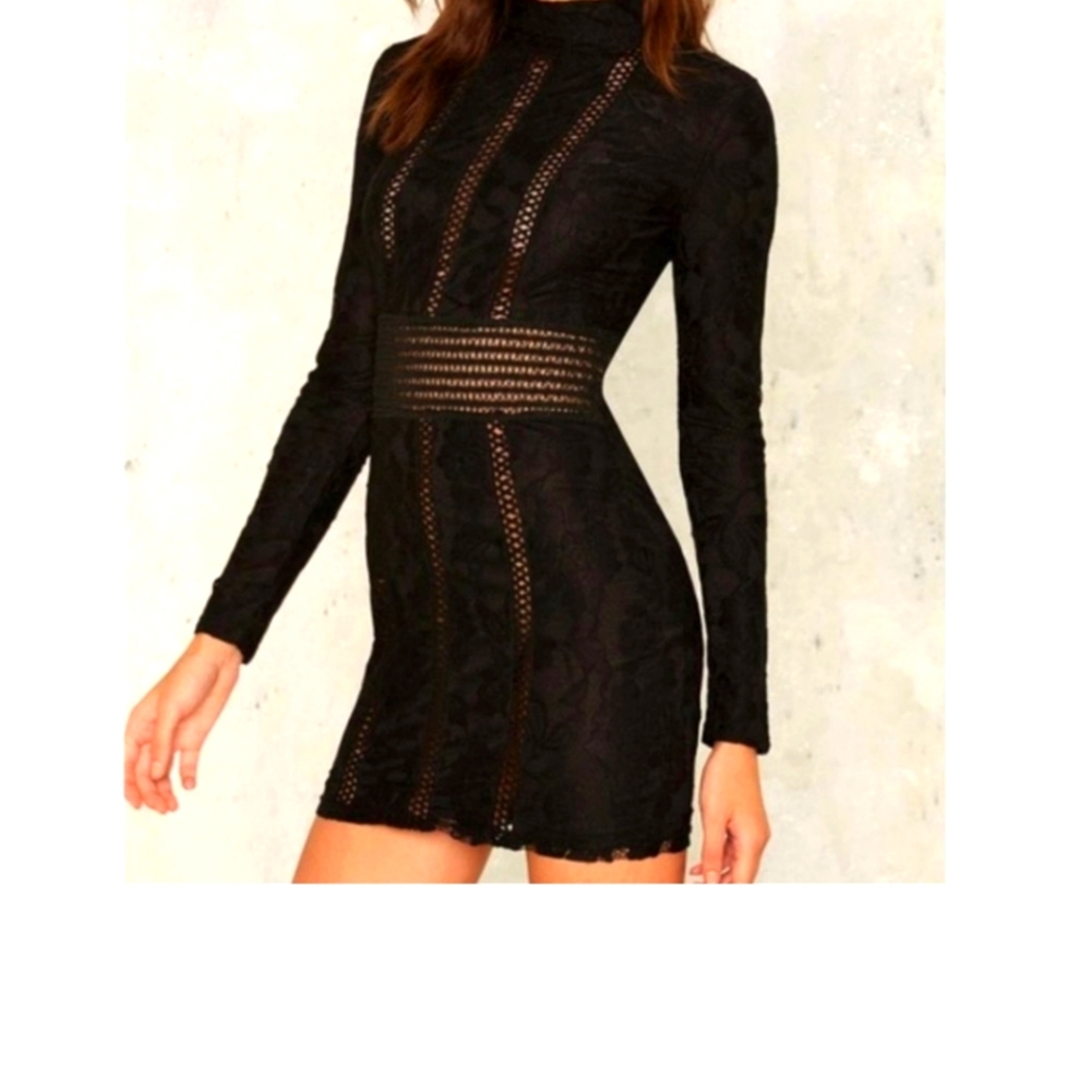 Rare London Black Lace Bodycon Mini Dress XS Elegant Party / Clubwear”